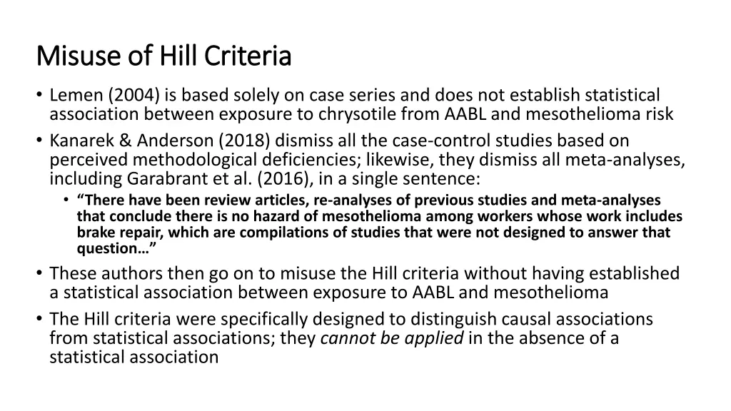 misuse of hill criteria misuse of hill criteria