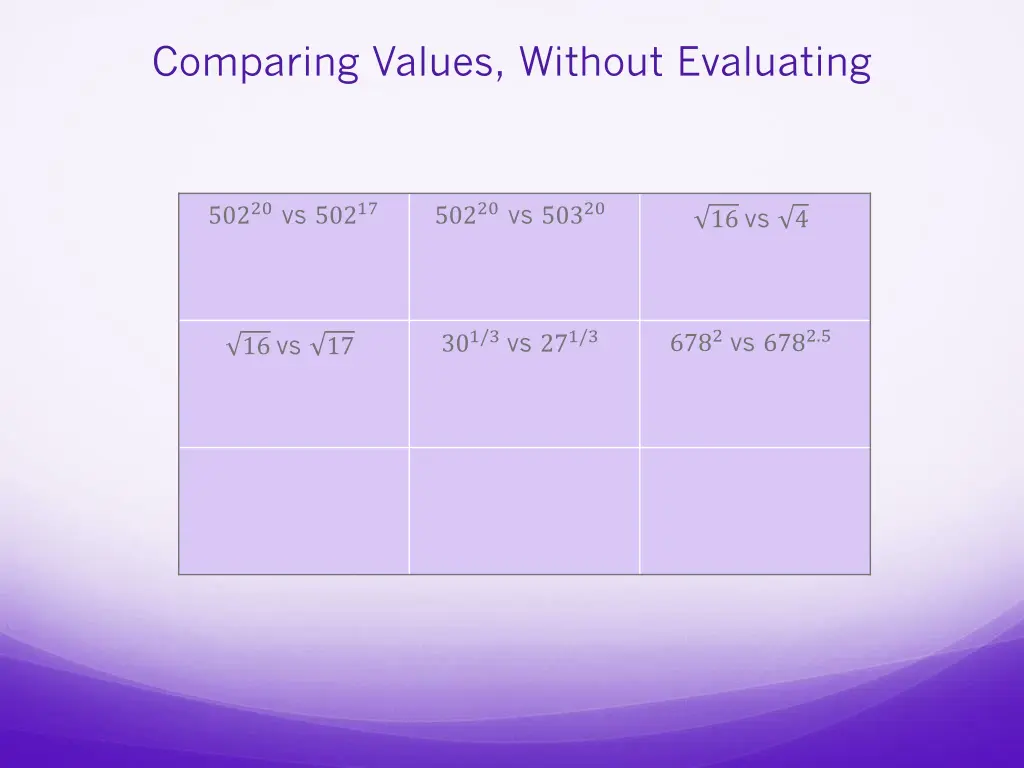 comparing values without evaluating