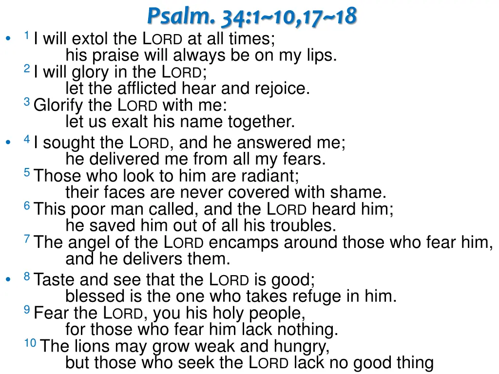 psalm 34 1 10 17 18