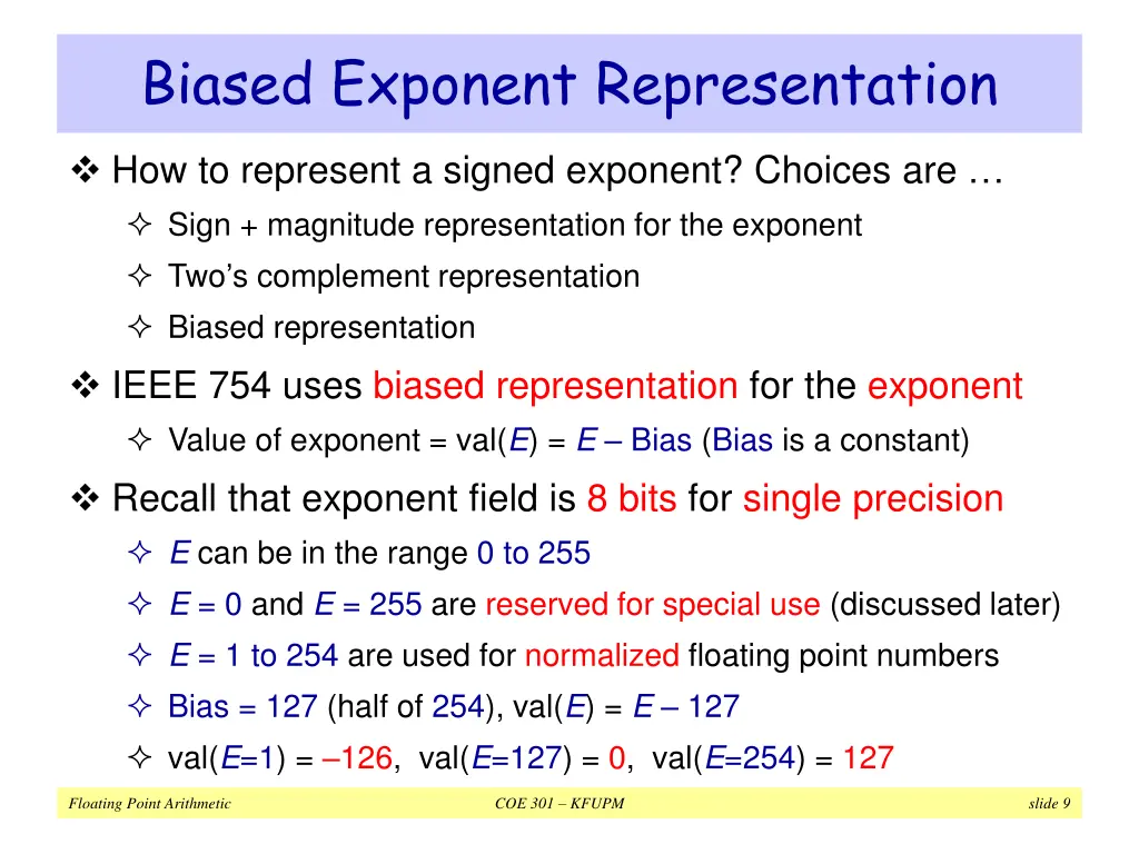 biased exponent representation