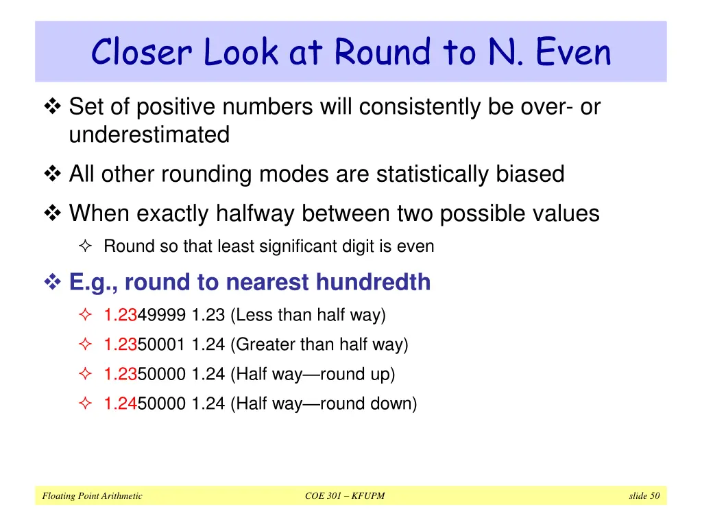 closer look at round to n even