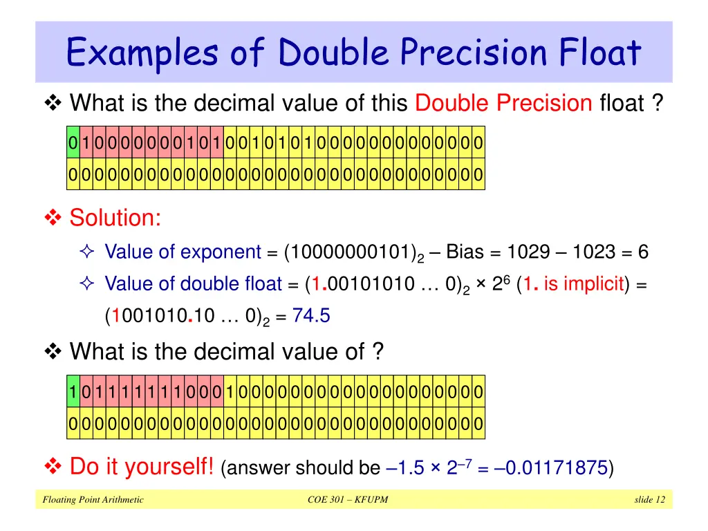 examples of double precision float