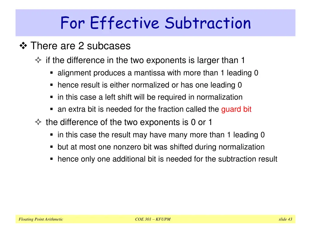 for effective subtraction