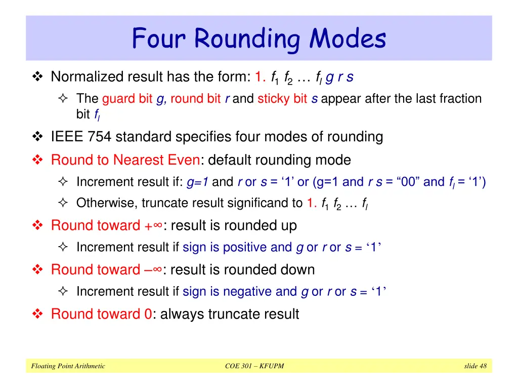 four rounding modes