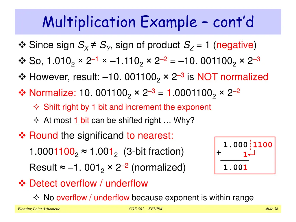 multiplication example cont d