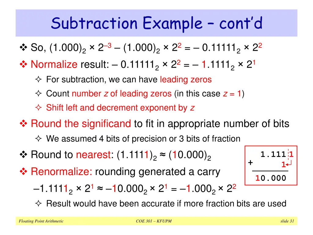 subtraction example cont d