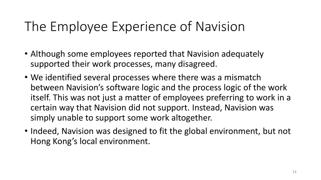 the employee experience of navision