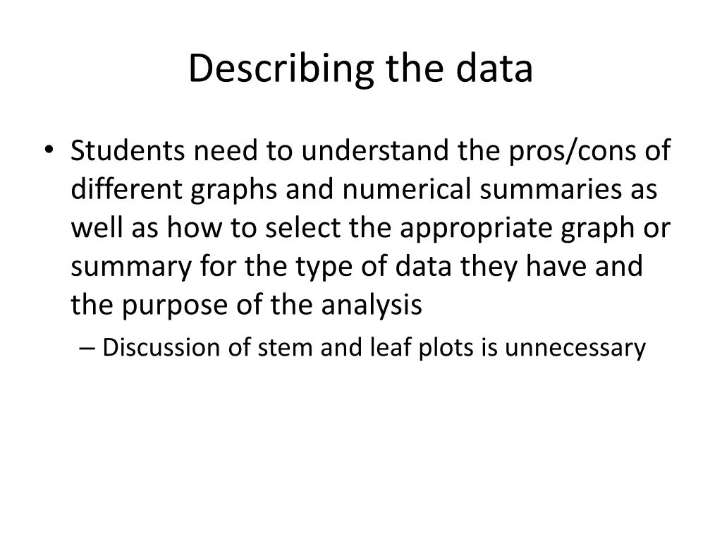 describing the data