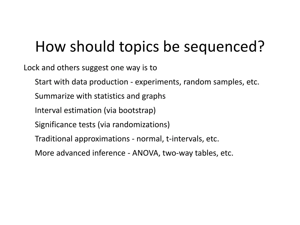 how should topics be sequenced