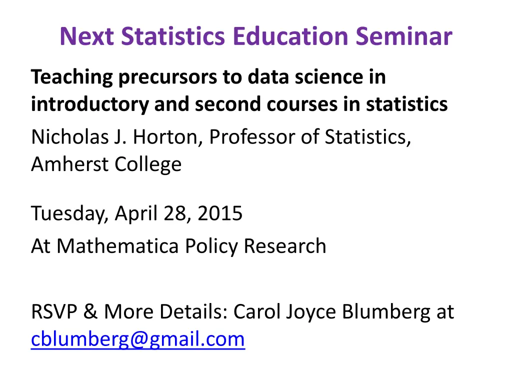 next statistics education seminar