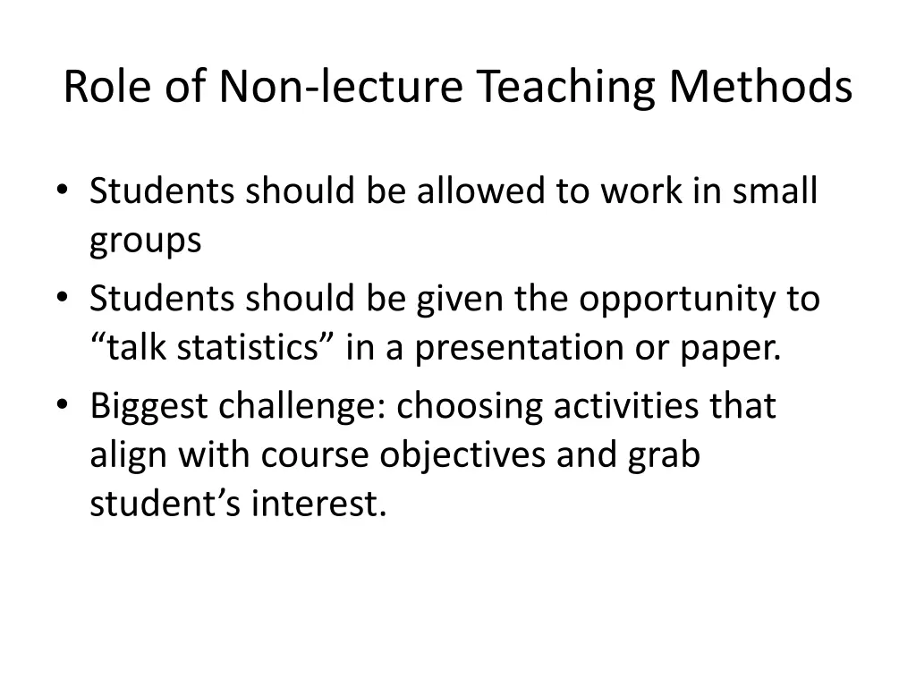 role of non lecture teaching methods 1