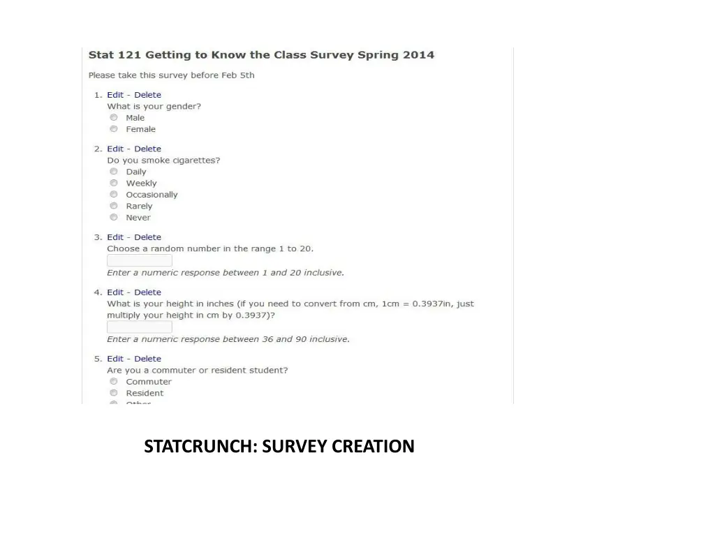 statcrunch survey creation