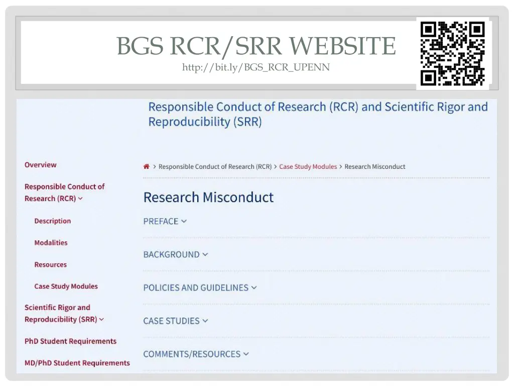 bgs rcr srr website http bit ly bgs rcr upenn