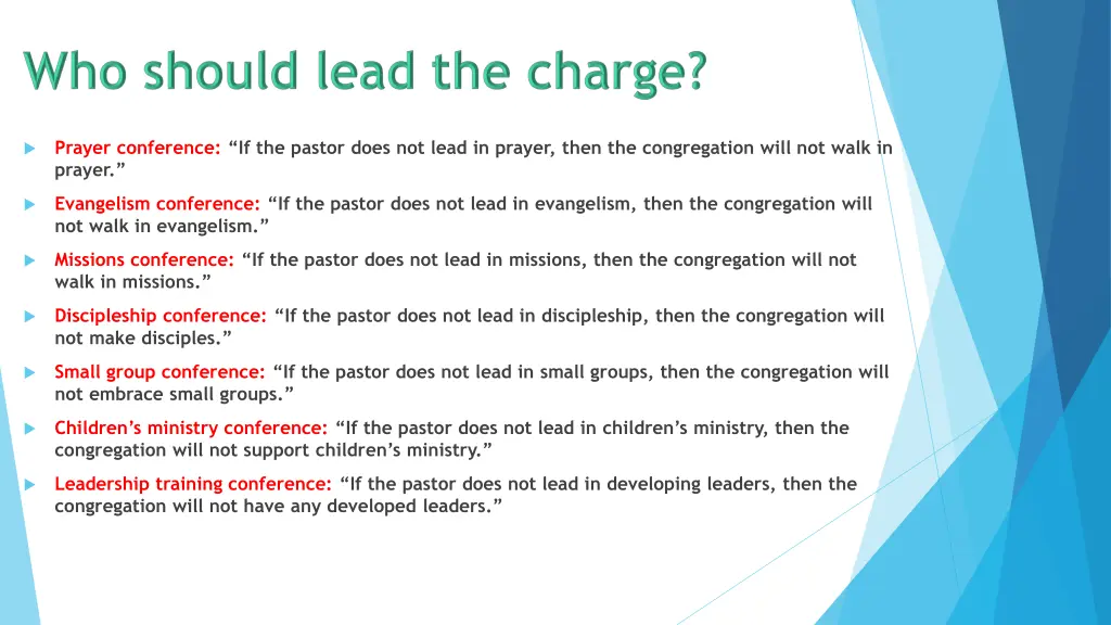 prayer conference if the pastor does not lead 12