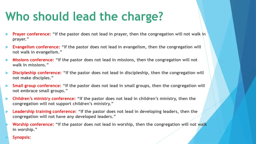 prayer conference if the pastor does not lead 15