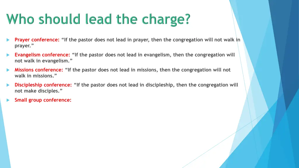 prayer conference if the pastor does not lead 7