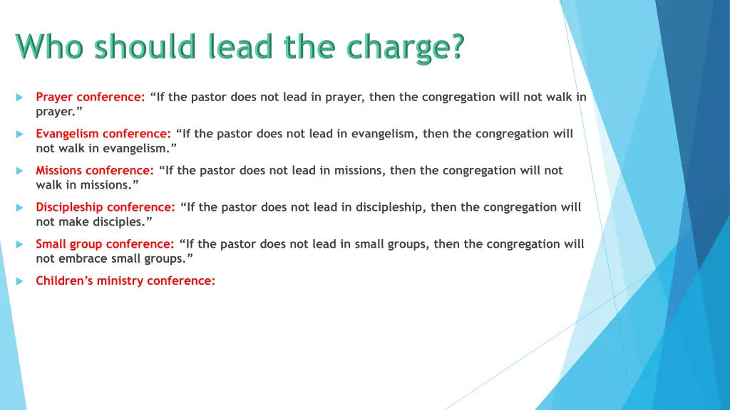 prayer conference if the pastor does not lead 9