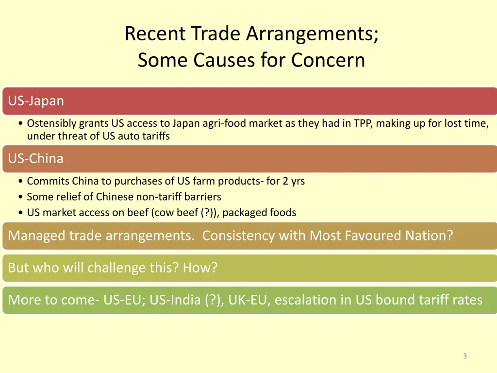 recent trade arrangements some causes for concern