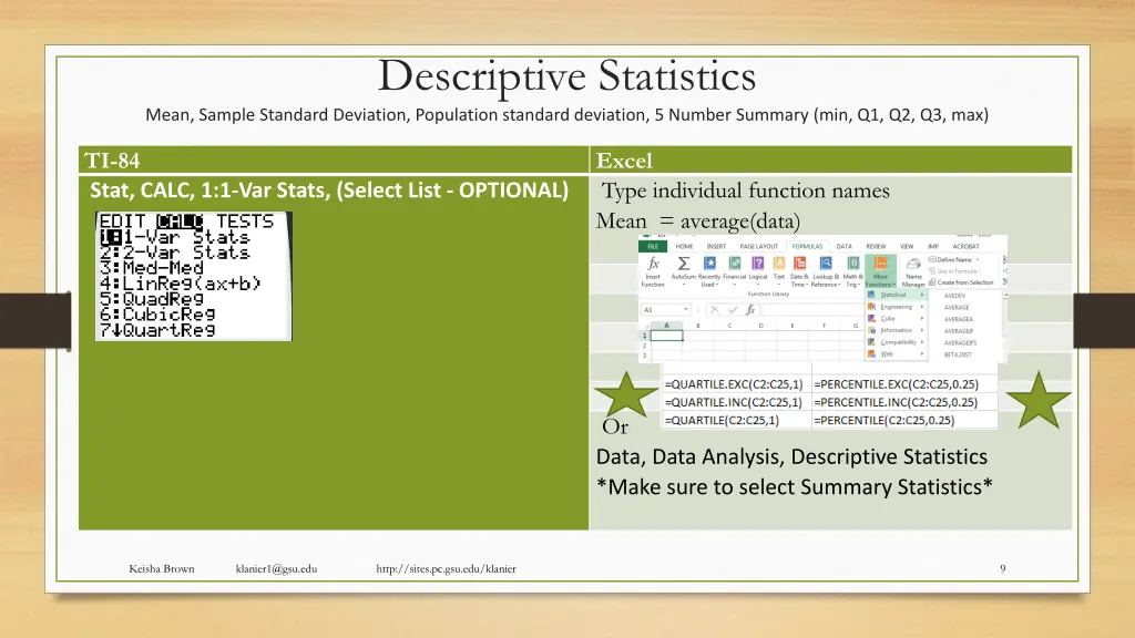 descriptive statistics