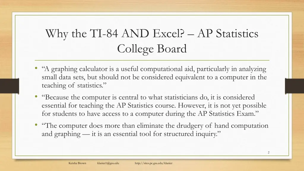 why the ti 84 and excel ap statistics college