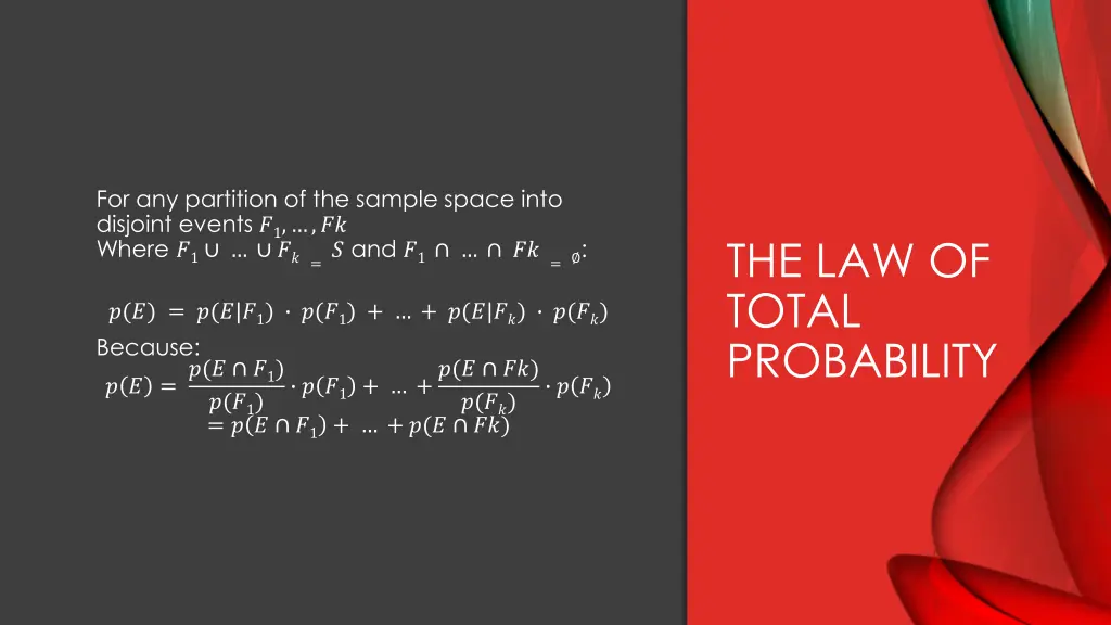 for any partition of the sample space into