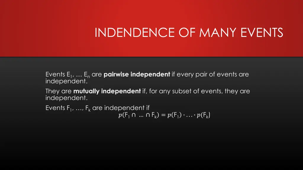 indendence of many events