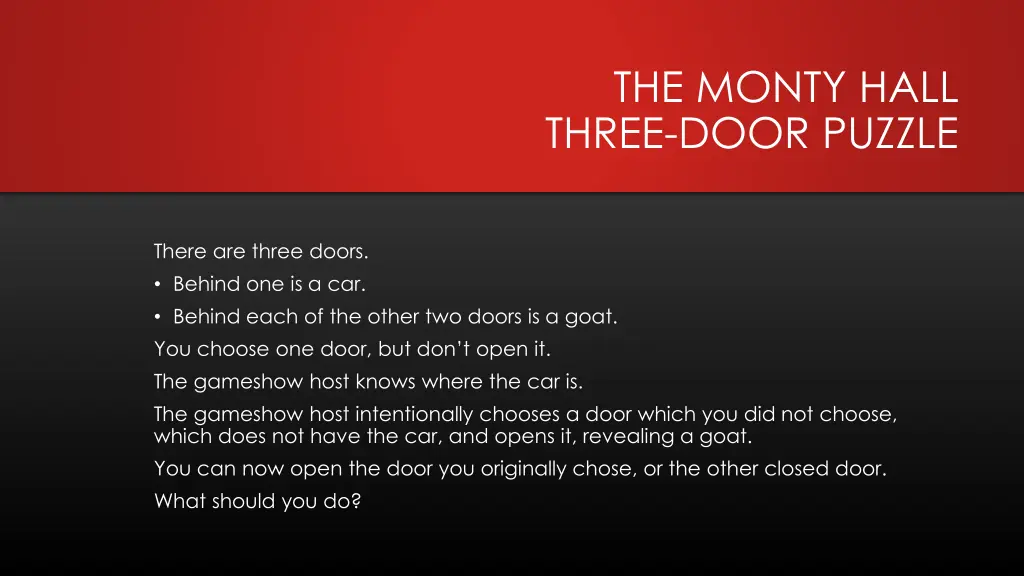 the monty hall three door puzzle