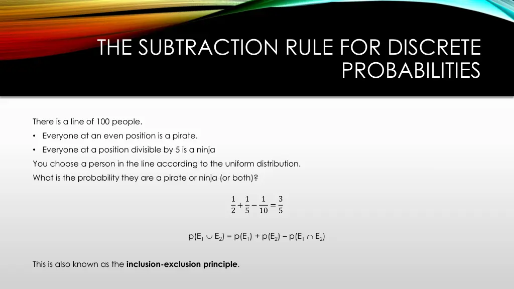 the subtraction rule for discrete