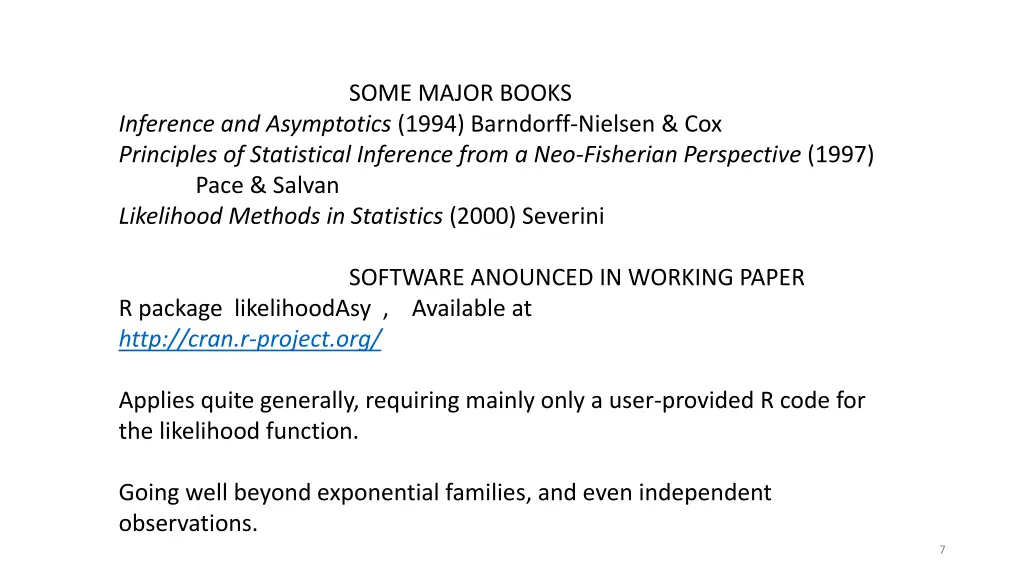 inference and asymptotics 1994 barndorff nielsen