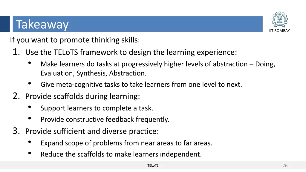 takeaway if you want to promote thinking skills