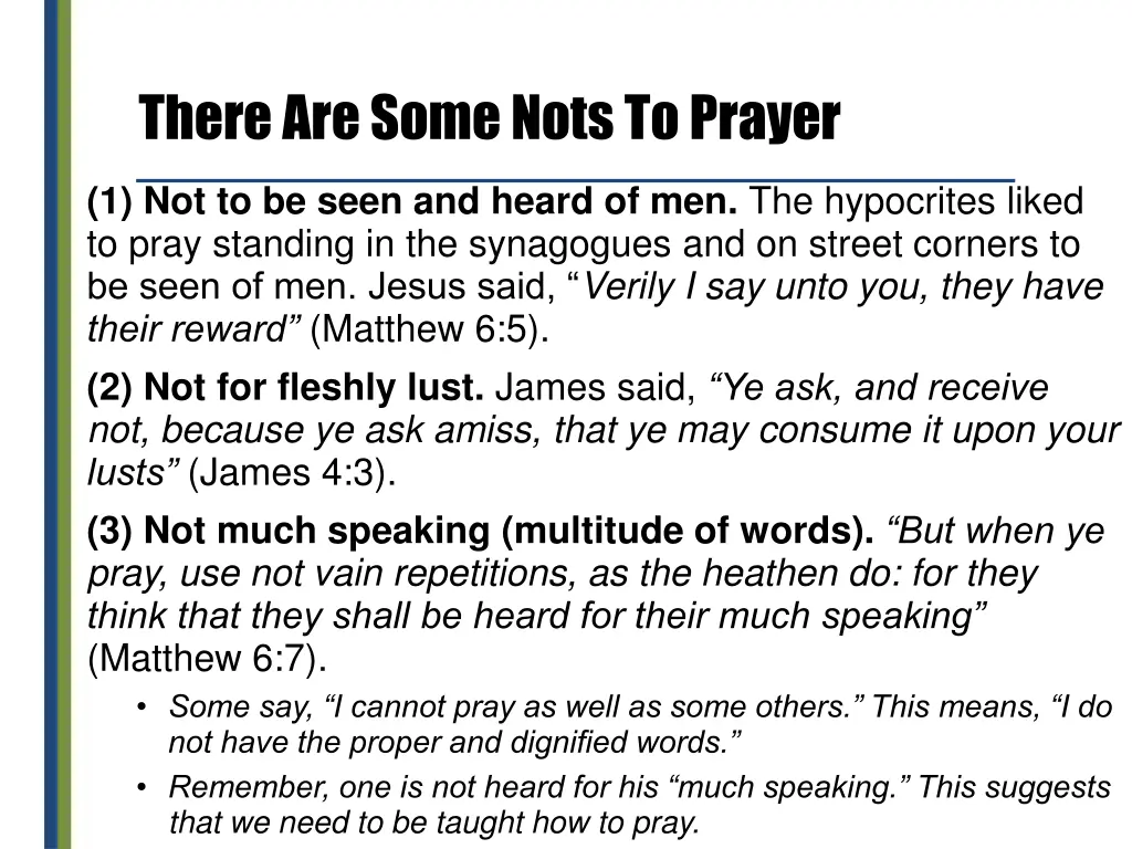 there are some nots to prayer