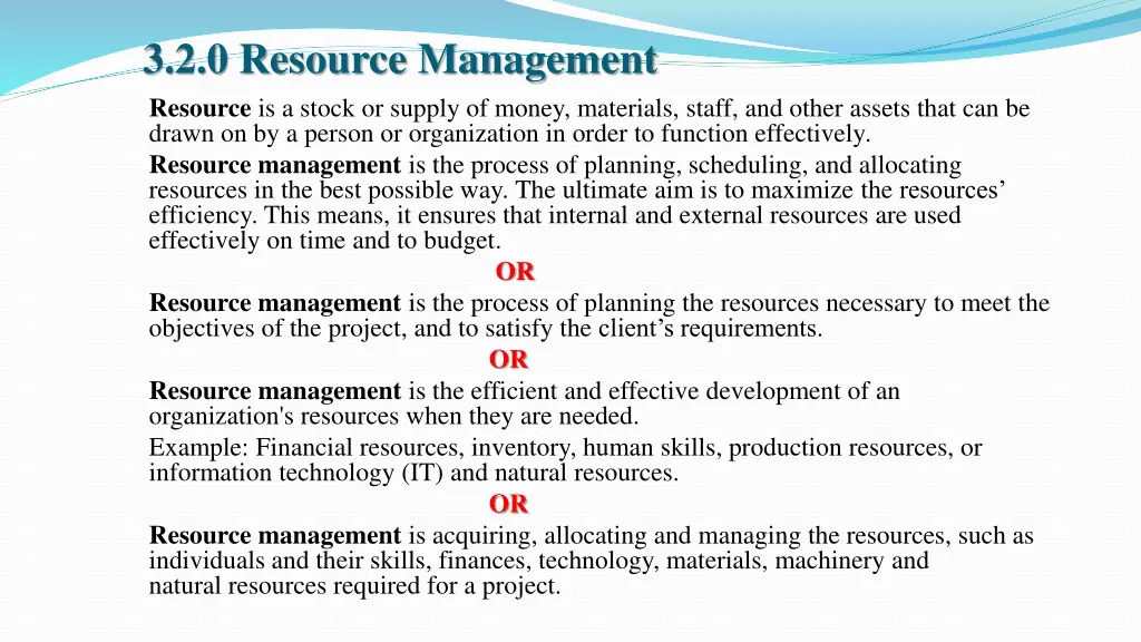 3 2 0 resource management resource is a stock