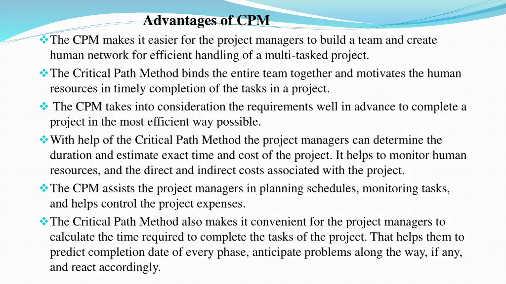 advantages of cpm