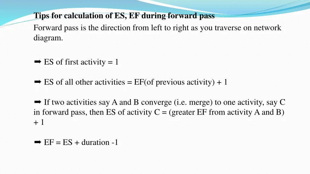 tips for calculation of es ef during forward pass