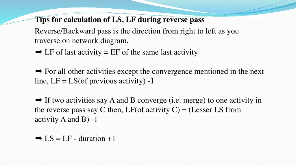 tips for calculation of ls lf during reverse pass