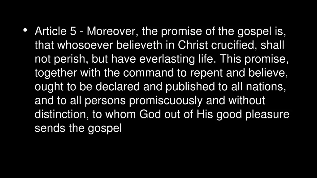 article 5 moreover the promise of the gospel