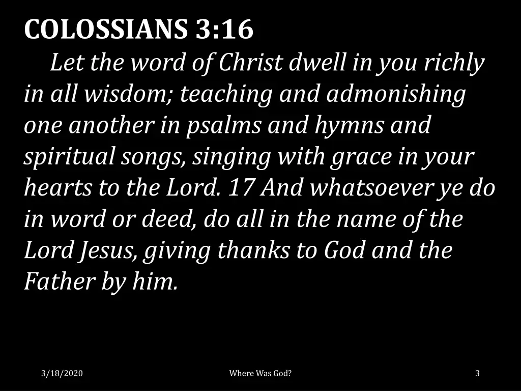 colossians 3 16 let the word of christ dwell