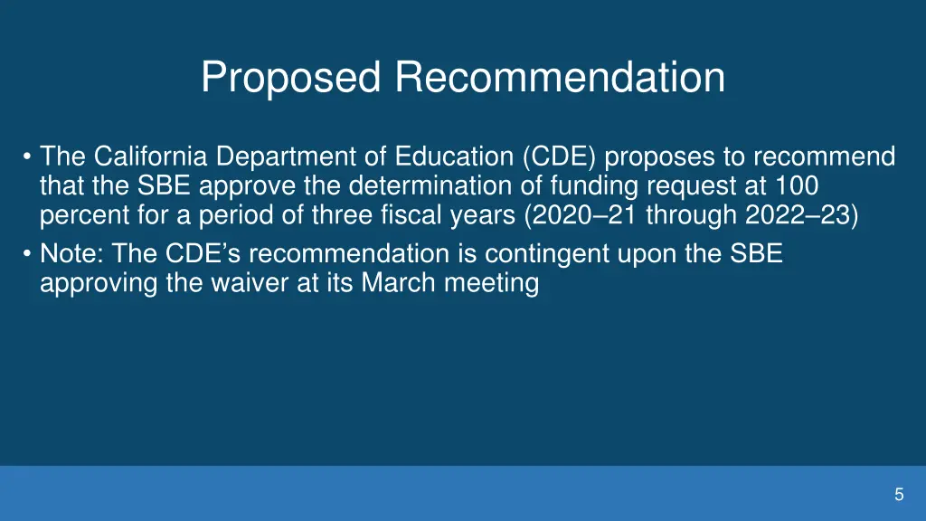 proposed recommendation