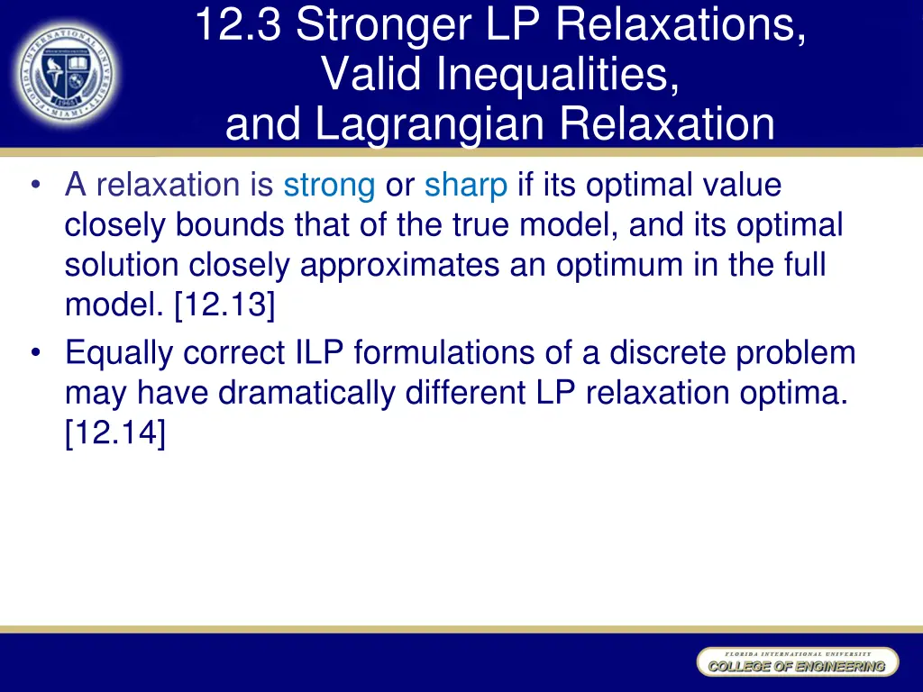 12 3 stronger lp relaxations valid inequalities