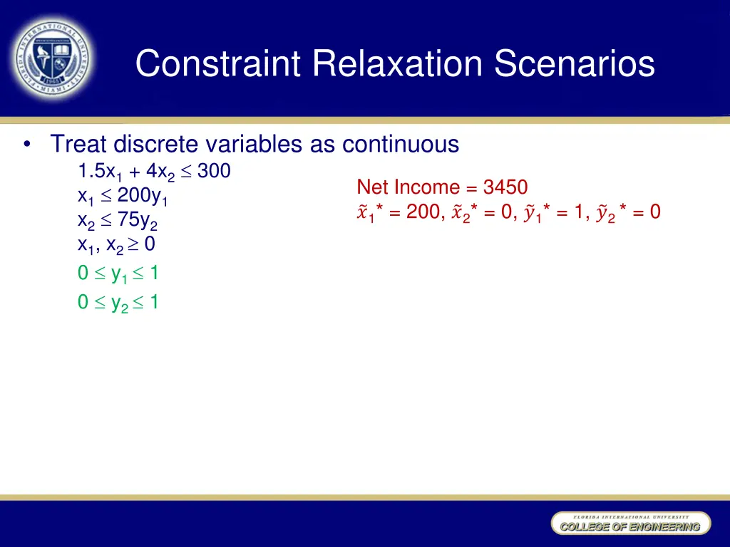 constraint relaxation scenarios 1