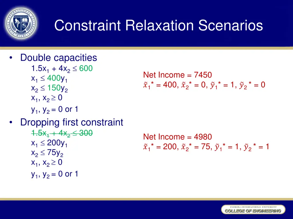 constraint relaxation scenarios