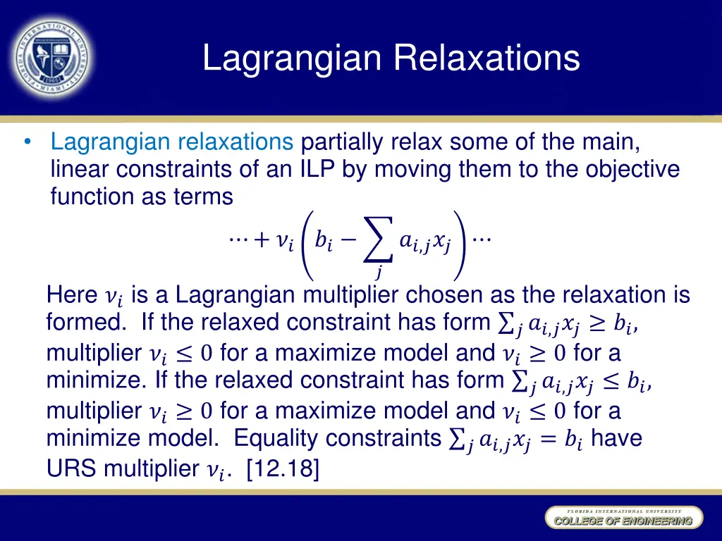 lagrangian relaxations