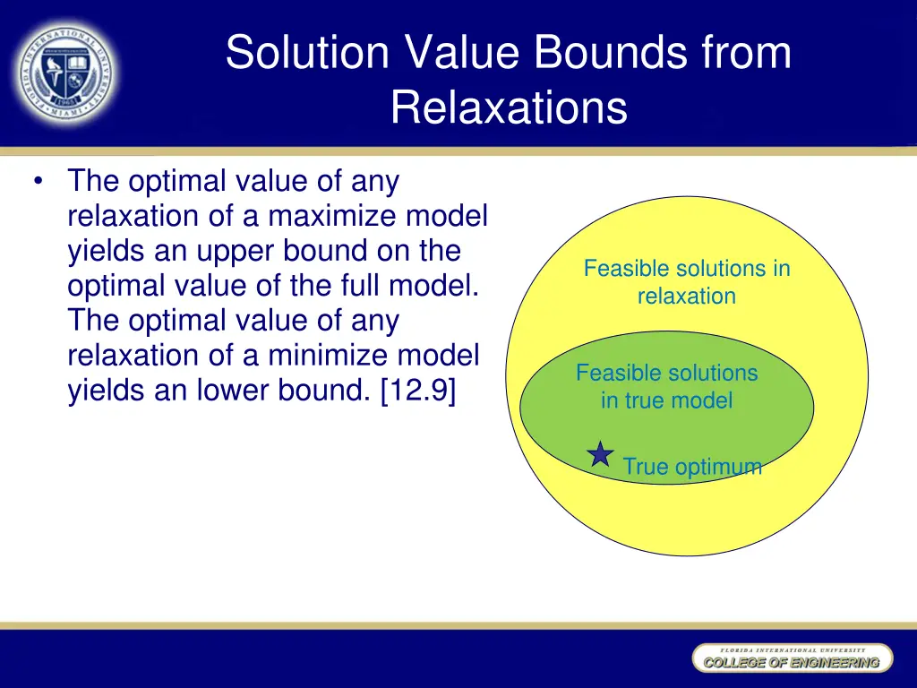 solution value bounds from relaxations