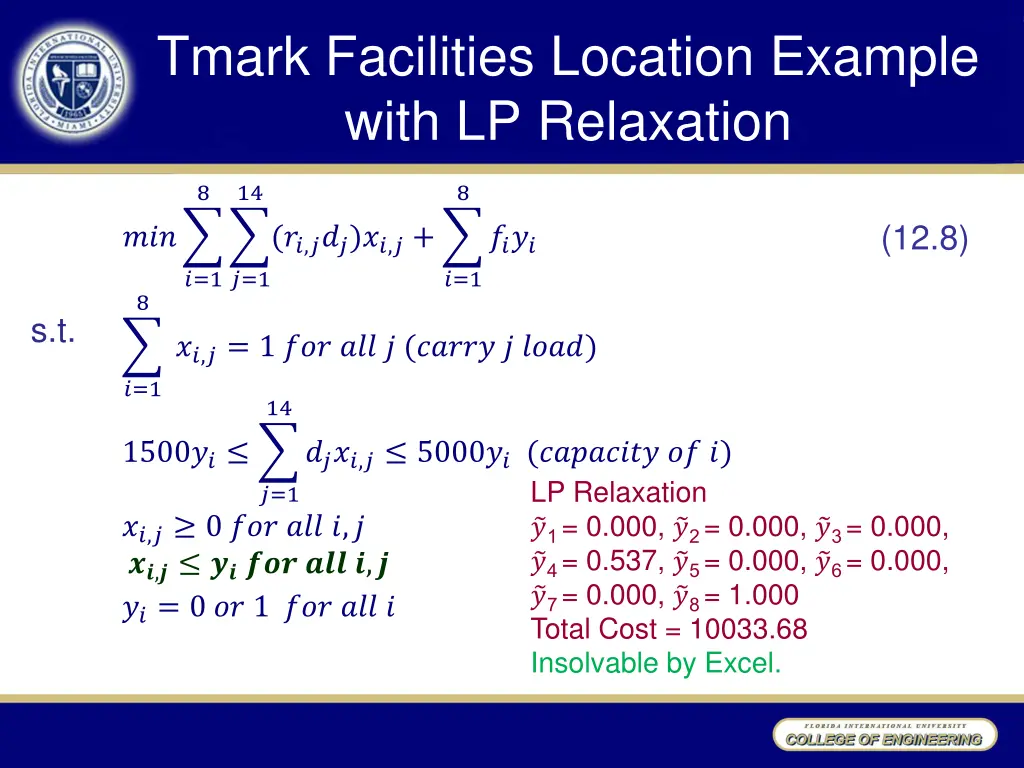 tmark facilities location example with 1