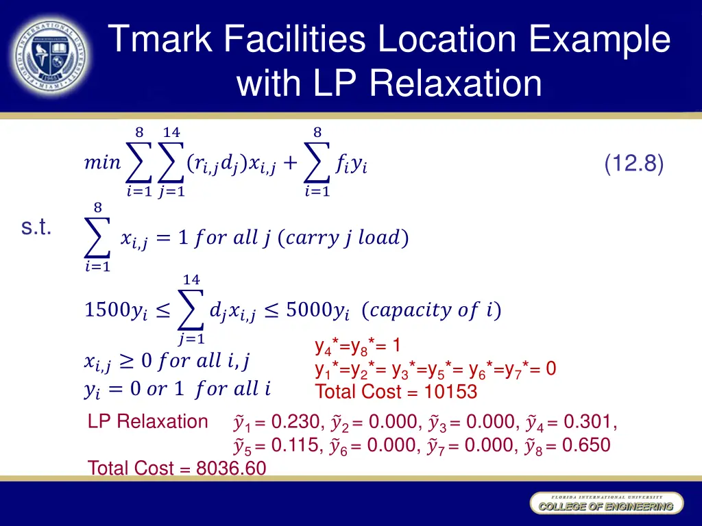 tmark facilities location example with