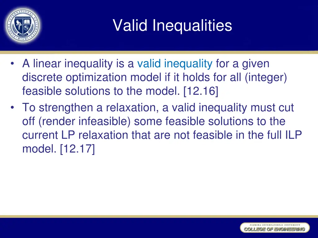 valid inequalities