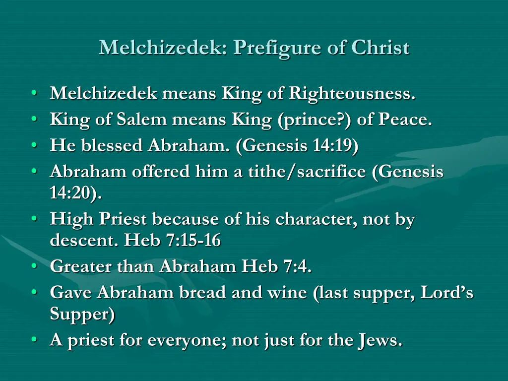 melchizedek prefigure of christ