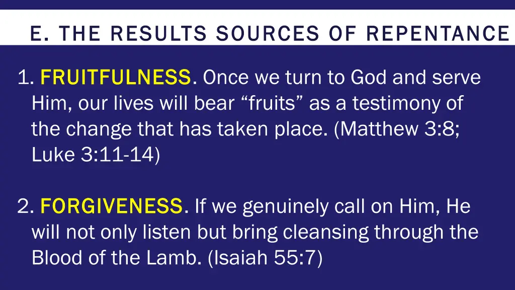 e the results sources of repentance e the results