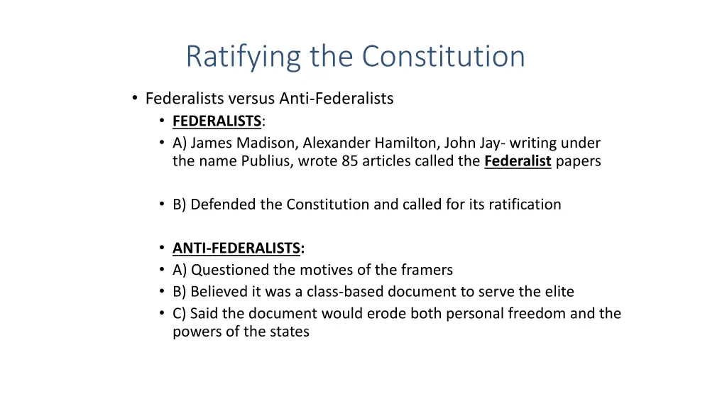 ratifying the constitution