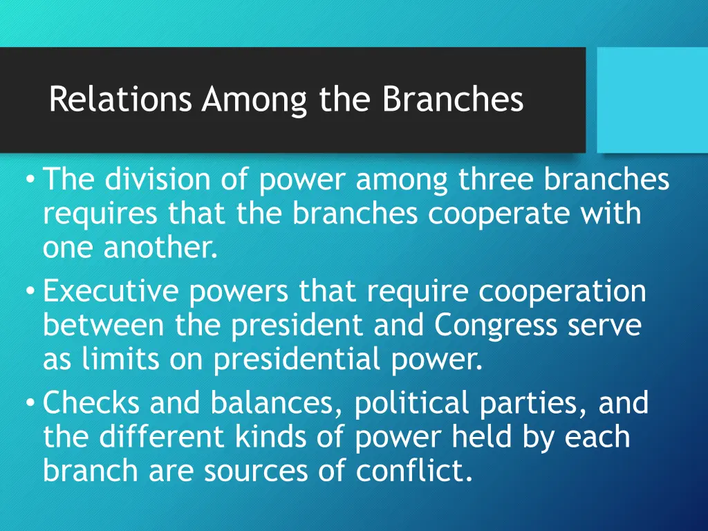 relations among the branches